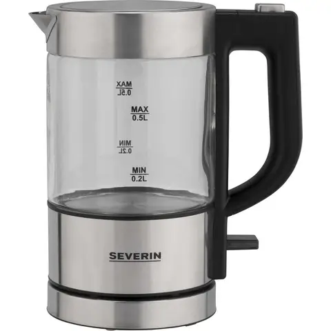 SEVERIN WK 3472 Mini Glass Kettle, High Quality and Comfortable, 0.5 Litre, 1,100 Watt, 100% BPA Free