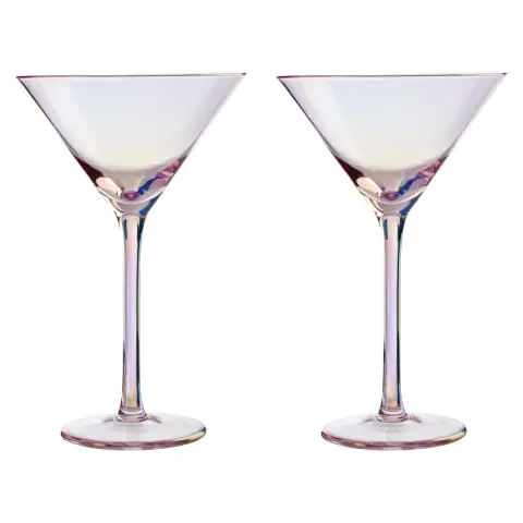 Frosted Deco Set of 2 Martini Glasses