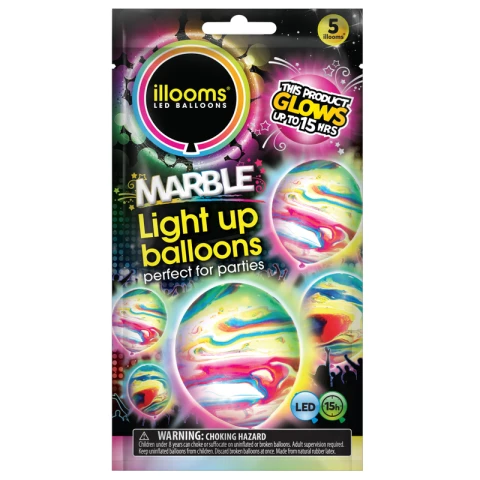 ILLOOMS MARBLE LIGHT UP BALLOONS 5PK