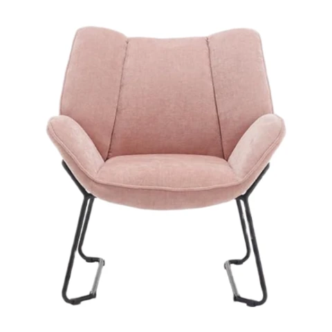 chairus Chenille Stoel voor Woonkamer Opgetuigde Tubstoel Eén enkele Accentstoel met Metalen Poten (Roze)