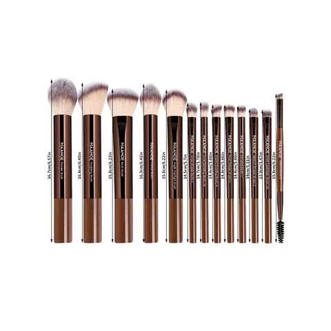 MAANGE Lot de 13 pinceaux à maquillage en aluminium de qualité professionnelle avec pochette de rangement
