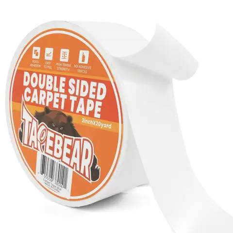 TAPEBEAR Doppelseitiges Teppichklebeband 5cm x 18m, Schwerlast-Teppichband Rückstandsfrei Teppichgreifer für Teppiche, Holz, Boden, Mehrzweck-Rutschfestes Band, Weiß