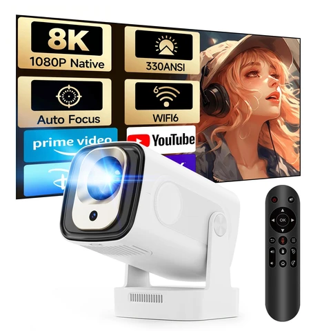 MAGCUBIC HY310 Auto Focus Android 14 Projector 4K Native 1080P 330ANSI Dual WiFi with Air Mouse Voice Assistant Built-in Speaker