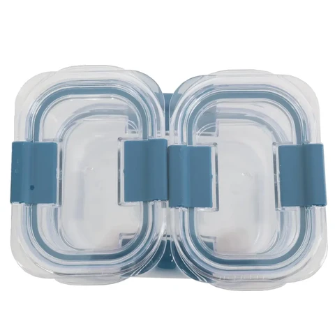 Airtight Food Storage Containers BPA Free Stackable Kitchen Organization Blue 3 Piece  