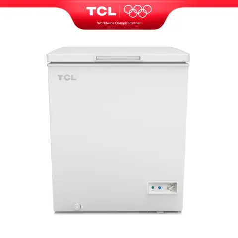 TCL 98L Freezer with Storage Basket, Counter-Balanced Lid, Wheels, Front Water Disposal, Adjustable Temperature, Suitable for Multiple Scenarios, Energy Class E, CF126EWE0