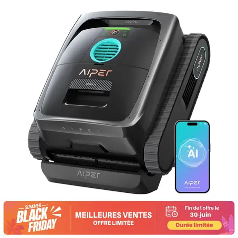 Aiper Scuba V3 Robot nettoyeur de piscine sans fil avec vision IA et contrôle via application, nettoyage du fond, parois et ligne d'eau, filtre ultra-fin 3 µm, système de 6 moteurs, pour piscines jusqu'à 200 m², aspiration puissante et navigation intelligente
