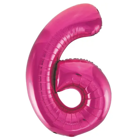 Unique Party Giant Number 6 Balloon, Pink, 86cm