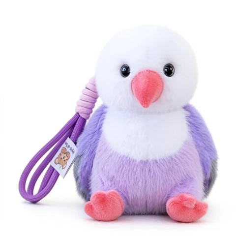 Peluche anti-stress perruche violette - 16 cm 