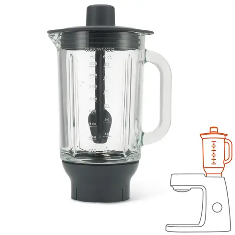 Kenwood Thermoresist Glass Blender, Glass, Black, Blender Attachment, KAH359GL