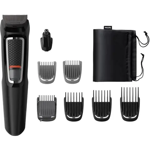 Philips Multigroom series 3000 8-in-1, gezicht en haar MG3730/15, 8 opzetstukken, zelfslijpende stalen mesjes, tot 60 min gebruikstijd, afspoelbare accessoires