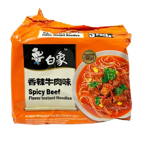 Bai Xiang Nouilles saveur bœuf épicé classique, 5 x 102 g