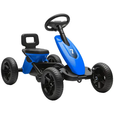 AIYAPLAY Pedal Go Kart for Kids, Children Ride-On Race Car with Silent EVA Tyres, for 2-5 Years Blue