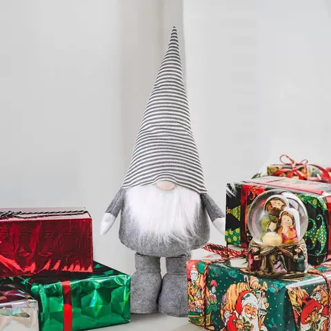 Christmas Elves for Christmas Decoration, 60-92 cm (Adjustable Legs for Height Extension), Gnome Decorative Figurines, Tabletop Decorations, Christmas Decorations, Christmas Gifts & Decorations, Grey