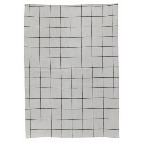 Torchon à Carreaux en Lin et Coton Kilia Écru 50 x 70 cm