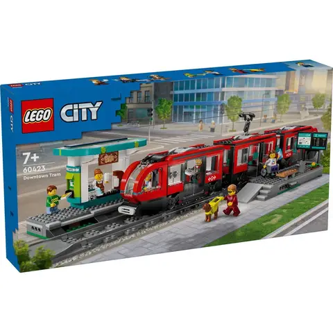 LEGO City stadscentrum tram en station bouwset - 60423, 6 minifiguren