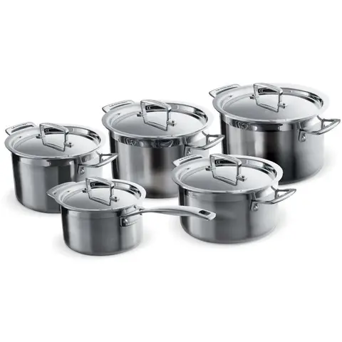 Le Creuset 3-laags vijfdelige steelpan set roestvrijstaal (96209400001000)
