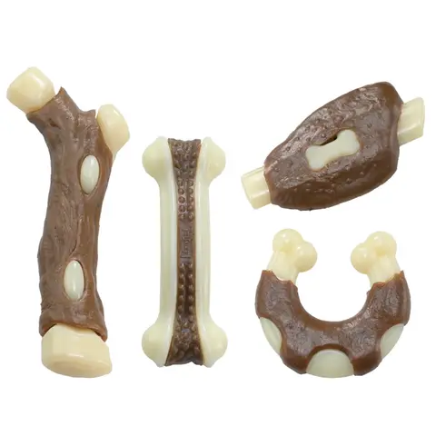 Blinkit Dog Chew Toys 4-Pack with Meat Flavor, Dental Chewing Toys for Teeth Cleaning and Boredom Relief