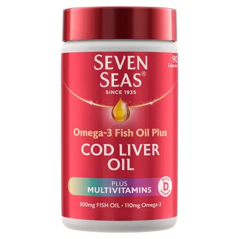 Seven Seas Omega-3 Fish Oil + Cod Liver Oil Capsules - 90 Capsules