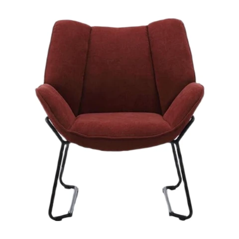 chairus Chenille Sessel für Wohnzimmer, Polster-Tub-Sessel, Einzelsitz, Akzent-Sessel mit Metallbeinen (Rot)