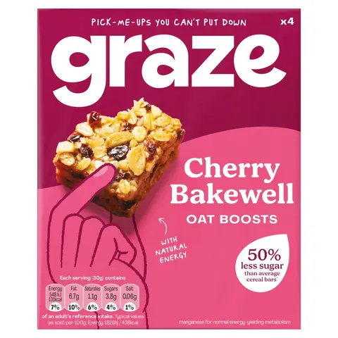 Graze Oat Boosts Cherry Bakewell 4 x 30g