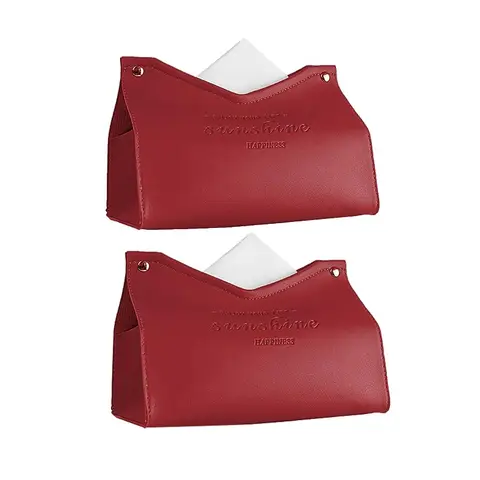 JORDAN&JUDY 2-Pack Red V-Shaped Tissue Box Cover, Minimalist Design, for Living Room & Bathroom