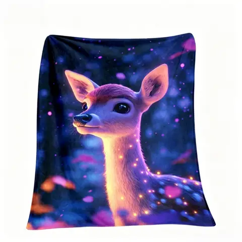 Cozy Deer Galaxy Throw Blanket Heritage Jacquard Ultrasoft Touch Blanket – Chic Mid-Century Modern Vibes 40inch×50inch