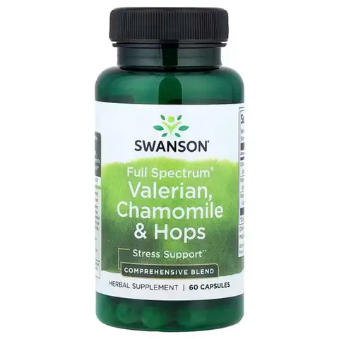 Swanson Full Spectrum Valerian + Chamomile + Hops Sleep Capsules - 60 Capsules