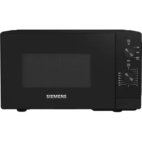 Siemens Microwave iQ300 FF020LMB2, 20 L, 800 W, 44 × 26 cm, Turntable 27 cm, Left Door Hinge, LED Interior Lighting, Black, 1 Piece
