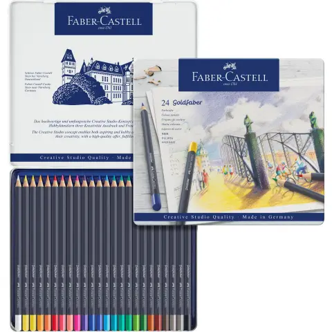 Faber-Castell Creative Studio Goldfaber Colour Pencil, Tin of 24 Pencils
