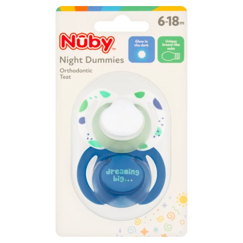 Nûby Night Dummies Orthodontic Teat 6-18m 2 pack