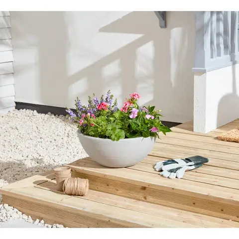 Small Valencia Bowl Planter 40x17cm-Stone