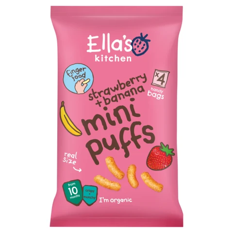 Ella's Kitchen Strawberry & Banana Mini Puffs 10+ Months 32G