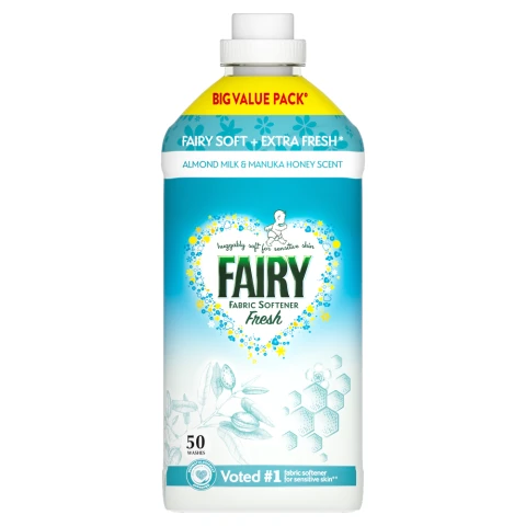 Fairy Fresh Fabric Conditioner Almond Milk & Manuka Honey 50 Washes, 1.65L
