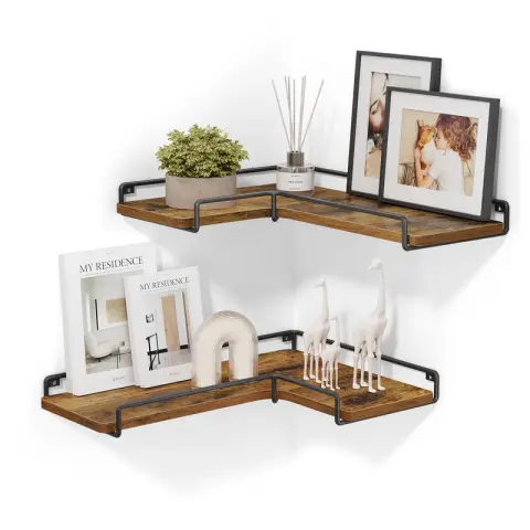 Vasagle Shelves Corner Wall Mounted Rustic Brown/Black 3pcs
