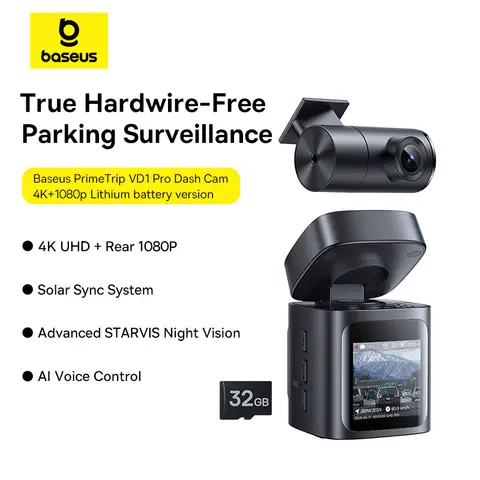 Baseus PrimeTrip VD1 Pro Dash Cam 4K+1080p Lithium battery version Cosmin Black