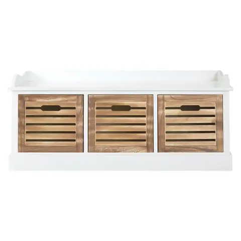 Interiors by Premier Storage Unit Bench Portsmouth 3 Drawer White/Natural