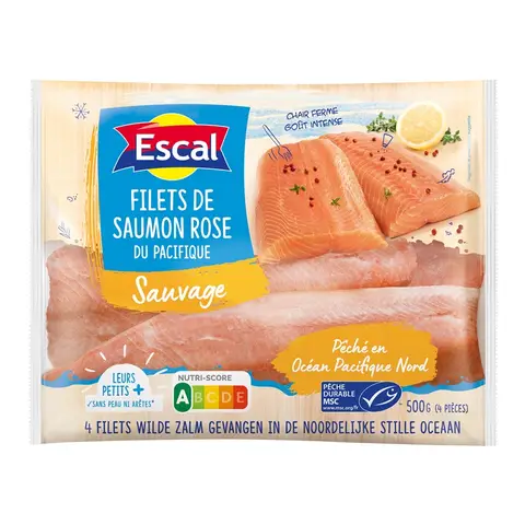 Escal Lot de 4 filets de saumon rose du Pacifique sauvage MSC - 500 g