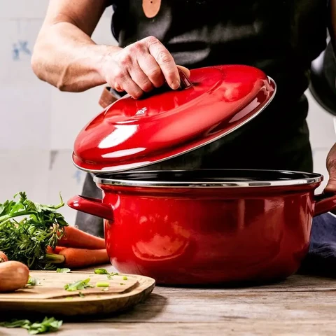 BK Dutch Oven With Lid - 24cm - Red - Enameled Steel - 4.2 L