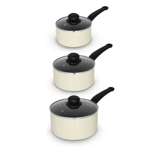 SWAN Townhouse 3 Piece Saucepan Set， Cream