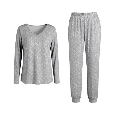 IZURIA v-neck light grey long sleeved top and pants set  S