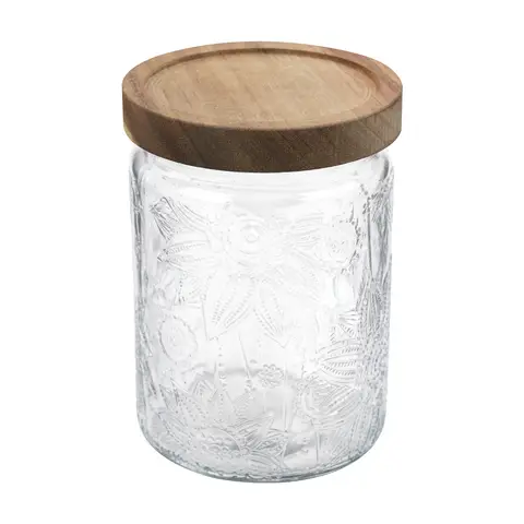 Mason Bocal de conservation en verre transparent 700 ml avec couvercle hermétique, motif tournesol, pour placard de cuisine, pot à biscuits décoratif