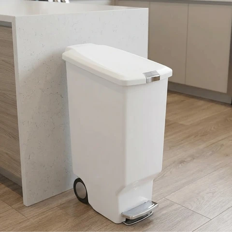 Simplehuman 40L Plastic Slim Pedal Bin, White