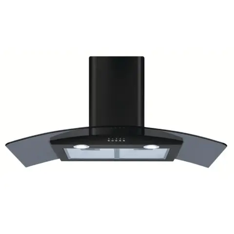 CDA ECP92BL 90cm Curved Glass Extractor, Black