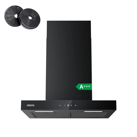 Ciarra Recirculation 60cm Extractor Hood, Wi-Fi & App Touch Control, 650 m³/h, Wall-Mount, 4-Speed with Booster, Black Aluminum Filters, Energy Class A+++