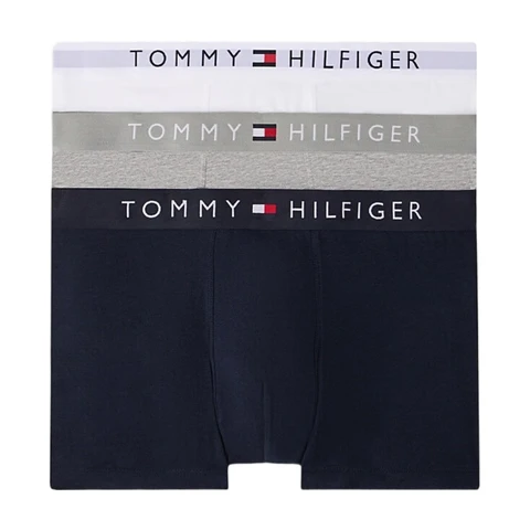 Tommy Hilfiger 3er-Pack Trunk TH Original Herren-Unterwäsche - Grau Htr/Weiß/Desert Sky XL