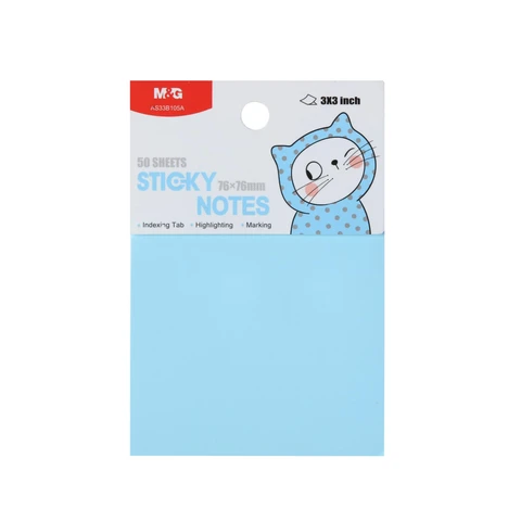 M&G Sticky Notes Light Blue 50 Sheets 3"x3"