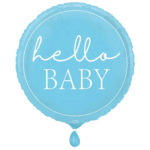 Unique Party Hello Baby Foil Balloon, Blue, 45cm