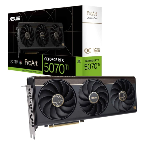 ASUS ProArt GeForce RTX 5070 Ti OC Edition 16GB GDDR7 Content Creation Grafikkarte (NVIDIA Blackwell,  2X DisplayPort 2.1b, PROART-RTX5070TI-O16G, DLSS 4, Gaming, 2,5-Slot, 1x USB Typ-C, 1x HDMI 2.1b,)