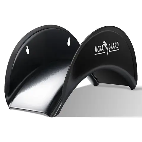 FLORA GUARD 29 cm wandmontierter Hosehaken aus Metall, korrosionsbeständiger Schlauchhalter zur Wandablage (schwarz)