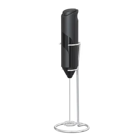 CUISYNC Wireless Electric Milk Frother - 304 Steel Whisk Stand Included Battery-Powered Black KJBQ-4-BS